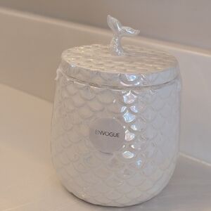 iridescent ceramic shell mermaid tail canister fish scale jar opalescent pearl